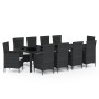 Set comedor de jardín 11 piezas y cojines ratán sintético negro de vidaXL, Conjuntos de jardín - Ref: Foro24-3094848, Precio:...