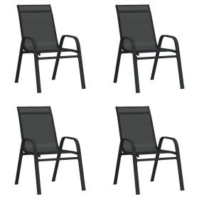 Stackable garden chairs 4 units black textilene by vidaXL, Garden chairs - Ref: Foro24-318780, Price: 136,99 €, Discount: %