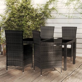 5-teiliges Garten-Essset mit schwarzen PE-Rattankissen von vidaXL, Gartensets - Ref: Foro24-3094843, Preis: 345,93 €, Rabatt: %