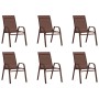 Stackable garden chairs 6 units brown textilene by vidaXL, Garden chairs - Ref: Foro24-318785, Price: 262,62 €, Discount: %