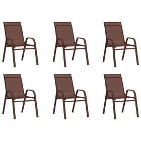 Stackable garden chairs 6 units brown textilene by vidaXL, Garden chairs - Ref: Foro24-318785, Price: 262,99 €, Discount: %