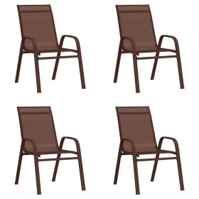 Stackable garden chairs 4 units brown textilene by vidaXL, Garden chairs - Ref: Foro24-318782, Price: 145,99 €, Discount: %