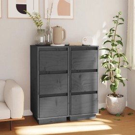 Sideboard 2 pcs solid gray pine wood 32x34x75 cm by vidaXL, Sideboards - Ref: Foro24-813370, Price: 98,99 €, Discount: %