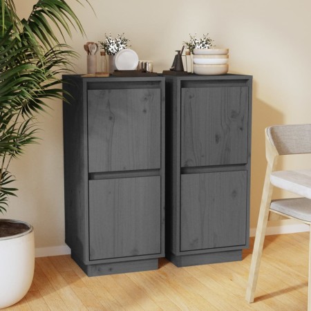 Sideboard 2 pcs solid gray pine wood 31.5x34x75 cm by vidaXL, Sideboards - Ref: Foro24-813385, Price: 77,38 €, Discount: %