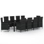 Set comedor de jardín 11 piezas y cojines ratán sintético negro de vidaXL, Conjuntos de jardín - Ref: Foro24-3094856, Precio:...