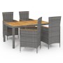 5-piece garden dining set and gray synthetic rattan cushions by vidaXL, Garden sets - Ref: Foro24-3094919, Price: 398,16 €, D...