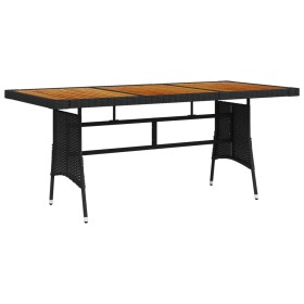 Mesa de jardín ratán PE y acacia maciza negro 160x70x72 cm de vidaXL, Mesas de jardín - Ref: Foro24-318694, Precio: 206,06 €,...