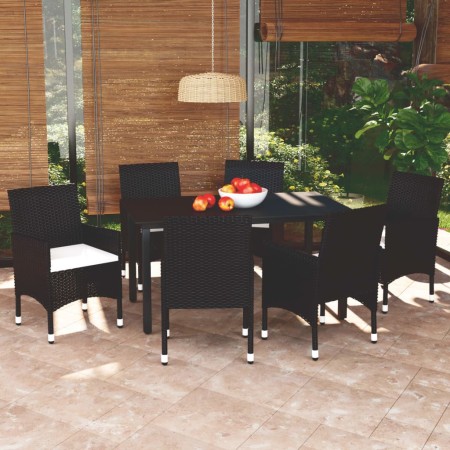 7-piece garden dining set and black synthetic rattan cushions by vidaXL, Garden sets - Ref: Foro24-3094976, Price: 535,56 €, ...