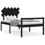 Estructura de cama con cabecero madera maciza negro 100x200 cm de vidaXL, Camas y somieres - Ref: Foro24-3195540, Precio: 103...