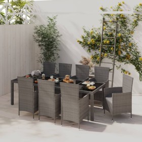 9-piece garden dining set with gray synthetic rattan cushions by vidaXL, Garden sets - Ref: Foro24-3094885, Price: 799,91 €, ...