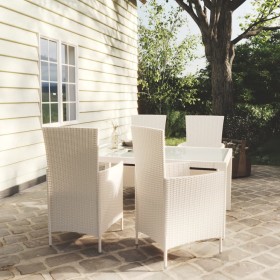 Garden dining set 5 pieces and white synthetic rattan cushions by vidaXL, Garden sets - Ref: Foro24-3094897, Price: 370,99 €,...