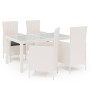 Juego comedor de jardín 5 pzas y cojines ratán sintético blanco de vidaXL, Conjuntos de jardín - Ref: Foro24-3094897, Precio:...