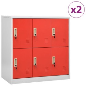 Locker cabinets 2 units of light gray and red steel 90x45x92.5 cm by vidaXL, Lockers and storage cabinets - Ref: Foro24-30952...