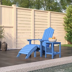 Adirondack garden chair with footrest and aquamarine HDPE table by vidaXL, Garden chairs - Ref: Foro24-3095711, Price: 236,99...