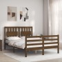 Estructura de cama matrimonio con cabecero madera marrón miel de vidaXL, Camas y somieres - Ref: Foro24-3194284, Precio: 159,...