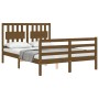 Estructura de cama matrimonio con cabecero madera marrón miel de vidaXL, Camas y somieres - Ref: Foro24-3194284, Precio: 159,...