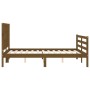 Double bed frame with honey brown wooden headboard by vidaXL, Beds and slatted bases - Ref: Foro24-3194284, Price: 159,99 €, ...