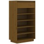 Solid pine wood shoe cabinet in honey brown color, 60x34x105 cm by vidaXL, Shoe racks and shoe organizers - Ref: Foro24-81355...