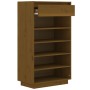 Solid pine wood shoe cabinet in honey brown color, 60x34x105 cm by vidaXL, Shoe racks and shoe organizers - Ref: Foro24-81355...