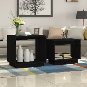 Stackable coffee tables 2 units solid black pine wood by vidaXL, Coffee table - Ref: Foro24-813529, Price: 46,74 €, Discount: %