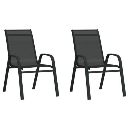 Stackable garden chairs 2 units black textilene by vidaXL, Garden chairs - Ref: Foro24-318777, Price: 81,99 €, Discount: %