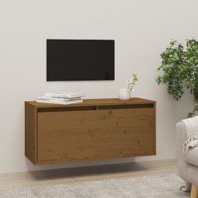 Solid pine honey brown wall-mounted cabinet 80x30x35 cm by vidaXL, Shelves and shelves - Ref: Foro24-813461, Price: 56,89 €, ...