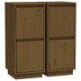 Aparador 2 uds madera maciza de pino marrón miel 31,5x34x75 cm de vidaXL, Aparadores - Ref: Foro24-813387, Precio: 65,99 €, D...