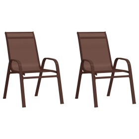 Stackable garden chairs, 2 units, brown textilene by vidaXL, Garden chairs - Ref: Foro24-318779, Price: 103,77 €, Discount: %