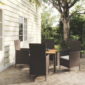 Garten Essgarnitur 5tlg. mit Kissen PE Rattan schwarz von vidaXL, Gartensets - Ref: Foro24-3094866, Preis: 348,10 €, Rabatt: %