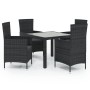 Juego de comedor de jardín 5 pzas con cojines ratán PE negro de vidaXL, Conjuntos de jardín - Ref: Foro24-3094866, Precio: 35...