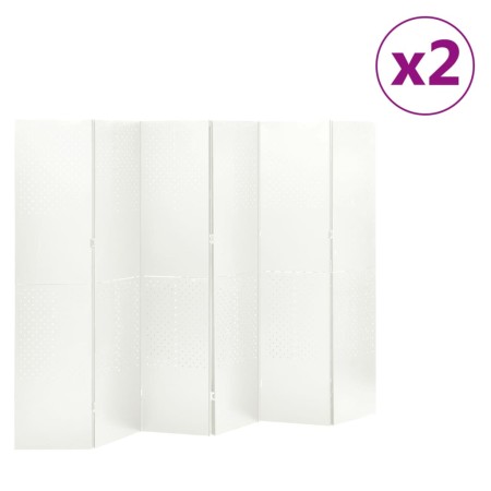 Biombos divisores de 6 paneles 2 uds blanco acero 240x180 cm de vidaXL, Divisores de ambientes - Ref: Foro24-3095200, Precio:...