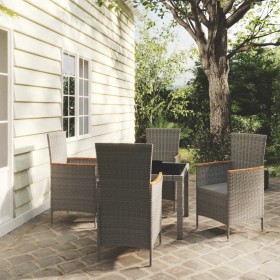 5-piece garden dining set and gray synthetic rattan cushions by vidaXL, Garden sets - Ref: Foro24-3094934, Price: 352,93 €, D...