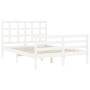 White solid wood bed frame with headboard 140x190 cm by vidaXL, Beds and slatted bases - Ref: Foro24-3193967, Price: 131,54 €...