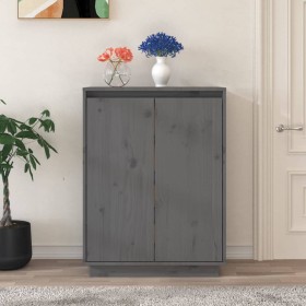 Shoe cabinet made of solid gray pine wood 60x35x80 cm by vidaXL, Shoe racks and shoe organizers - Ref: Foro24-813532, Price: ...