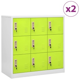 Lockers, 2 units, gray and green steel, 90x45x92.5 cm by vidaXL, Lockers and storage cabinets - Ref: Foro24-3095242, Price: 4...