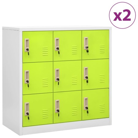 Lockers, 2 units, gray and green steel, 90x45x92.5 cm by vidaXL, Lockers and storage cabinets - Ref: Foro24-3095242, Price: 3...