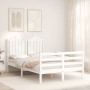 White solid wood bed frame with headboard 120x200 cm by vidaXL, Beds and slatted bases - Ref: Foro24-3194177, Price: 133,90 €...