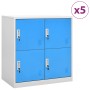 Lockers, 5 units, light gray and blue steel, 90x45x92.5 cm by vidaXL, Lockers and storage cabinets - Ref: Foro24-3095228, Pri...