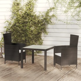 3-teiliges Outdoor-Essset mit schwarzen Rattankissen von vidaXL, Gartensets - Ref: Foro24-3094825, Preis: 233,74 €, Rabatt: %