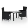 Juego de comedor exterior 3 pzas con cojines ratán negro de vidaXL, Conjuntos de jardín - Ref: Foro24-3094825, Precio: 233,74...