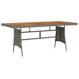 Garden table PE rattan and solid gray acacia 160x70x72 cm by vidaXL, Garden tables - Ref: Foro24-318697, Price: 149,87 €, Dis...