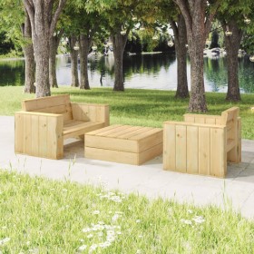 Gartenmöbel-Set 3-teilig aus imprägniertem massivem Kiefernholz von vidaXL, Gartensets - Ref: Foro24-3096638, Preis: 462,53 €...