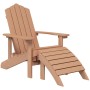 Silla de jardín Adirondack con reposapiés y mesa HDPE marrón de vidaXL, Sillas de jardín - Ref: Foro24-3095710, Precio: 202,6...