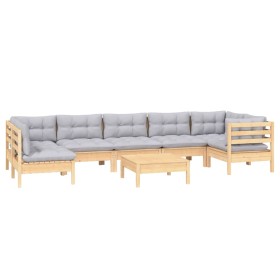 8-piece garden furniture set and gray pine wood cushions by vidaXL, Garden sets - Ref: Foro24-3096435, Price: 621,26 €, Disco...