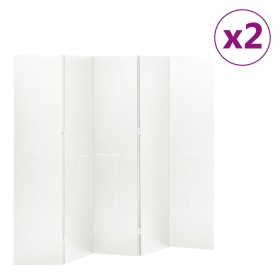 Biombos divisores de 5 paneles 2 uds blanco acero 200x180 cm de vidaXL, Divisores de ambientes - Ref: Foro24-3095197, Precio:...