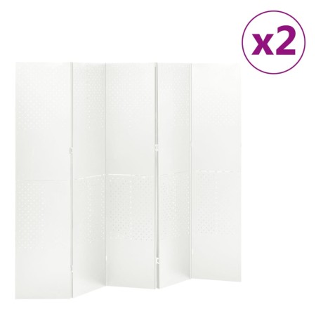 Divider screens with 5 panels 2 units white steel 200x180 cm by vidaXL, Room dividers - Ref: Foro24-3095197, Price: 407,71 €,...