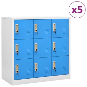 Locker cabinets 5 units light gray and blue steel 90x45x92.5 cm by vidaXL, Lockers and storage cabinets - Ref: Foro24-3095244...