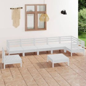 Gartenmöbel-Set 8-teilig aus massivem Kiefernholz, weiß von vidaXL, Gartensets - Ref: Foro24-3082743, Preis: 411,99 €, Rabatt: %