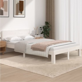 Estructura de cama madera maciza de pino blanco 120x200 cm de vidaXL, Camas y somieres - Ref: Foro24-833114, Precio: 185,26 €...