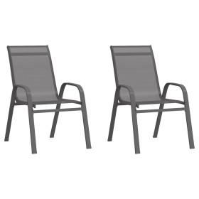 Stackable garden chairs 2 units gray textilene by vidaXL, Garden chairs - Ref: Foro24-318778, Price: 96,99 €, Discount: %